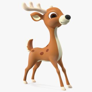 Cartoon Brown Reindeer 3D