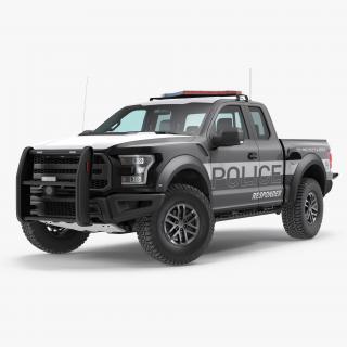 3D Police Pickup Truck Modern Generic Rigged