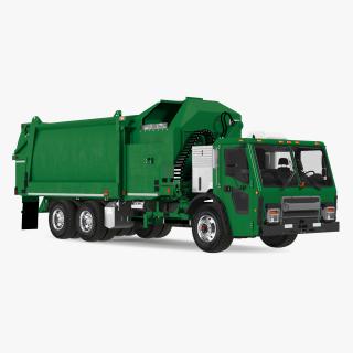 3D Electric Refuse Truck Green Simple Interior model