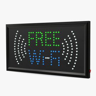 Free WiFi Sign Green and Blue LED Neon Light ON 3D