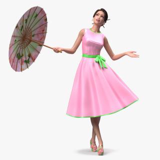Asian Women Wearing Summer Dress 3D