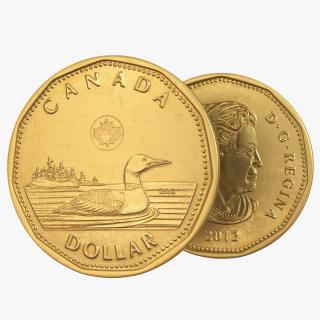 Canadian Dollar Coin Loonie 3D