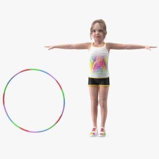 Child Girl With Hoop T-pose 3D