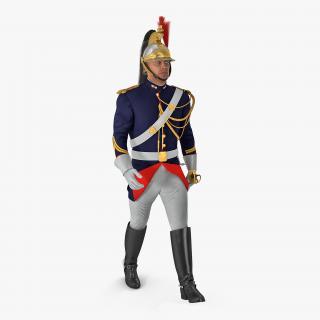 3D model French Republican Guard Walking Pose with Fur