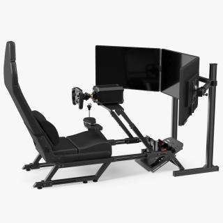 3D model GT Racing Sim Gaming Setup with Monitors