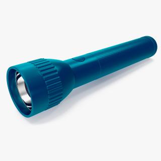 3D Blue Metal Police Flashlight model