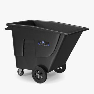 3D Black Wheeled Trash Can model