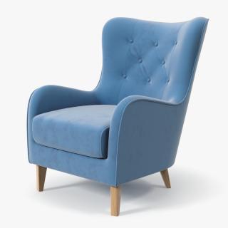 Blue Designer Upholstered Armchair 3D model