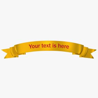 3D model Gold Ribbon Banner Curved