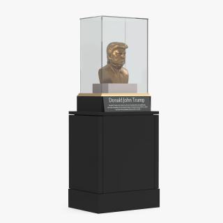 3D Bronze Bust of Trump in Museum Stand