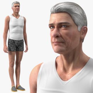 3D Old Man Underwear Standing Pose