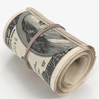 Cash Roll Of One Hundred Dollar Bills 3D