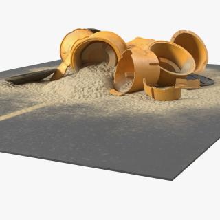 3D model Road Section with Sand Barrels Crashed 2