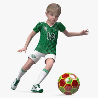 3D Child Boy With Ball Sport Style