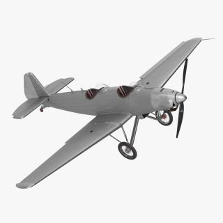 Retro Sport Plane Rigged 3D model