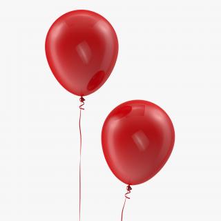 3D Red Balloon with Ribbon model