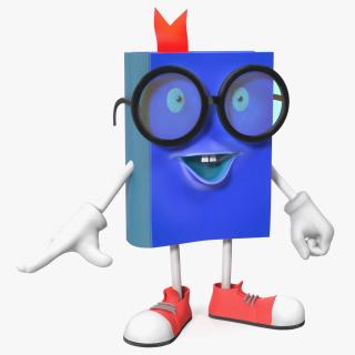 3D Cartoon Blue Book Character Standing Pose