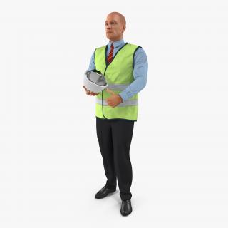 3D Construction Architect in Yellow Safety Jacket Rigged model