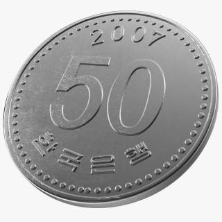 3D South Korea 50 Won 2007 Coin model