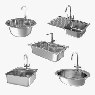 3D model Kitchen Sinks with Tap Collection 3