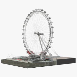 London Eye Millennium Wheel Rigged 3D model