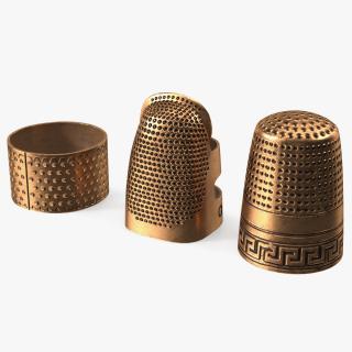 3D Sewing Thimbles Bronze Set