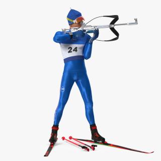 Biathlete Fully Equipped USA Team Standing Pose 3D