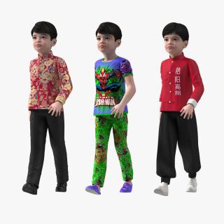 Rigged Asian Child Boys Collection 3D model