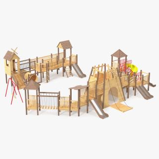 Wooden Playground Structure 3D