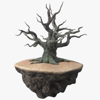 Round Soil Ground Island with Dead Tree 3D model