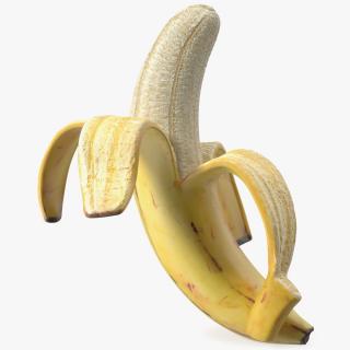 Ripe Banana Peeled From Stem End 3D