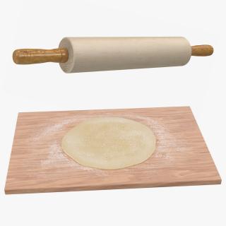 Dough on Board with Rolling Pin 3D Models Collection 3D