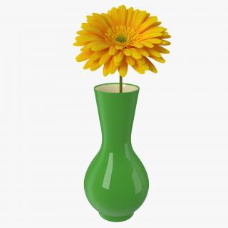 Yellow Gerbera Flower In Vase 3D model