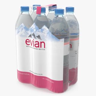 3D Evian Mineral Water 6 Bottle Pack model