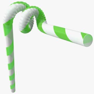 3D model Spiral Plastic Drinking Straw Green