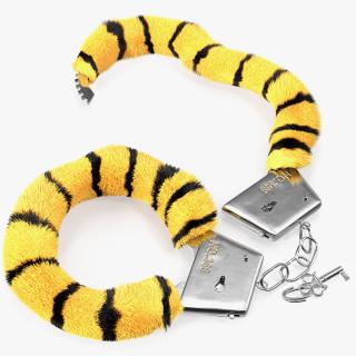 3D model Unfastened Tiger Handcuffs Fur