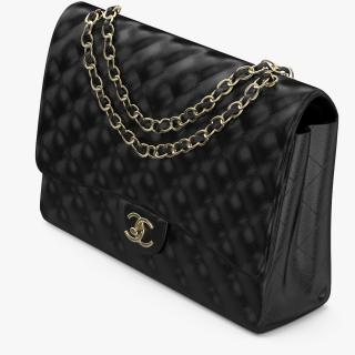 3D model Chanel Classic Handbag Black Grained Calfskin