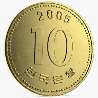 3D South Korea 10 Won 2005 Coin model