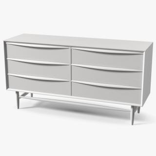 Mid Century Modern Dresser White 3D