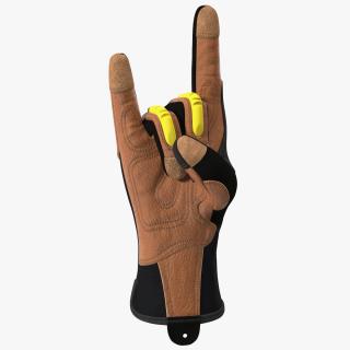 Safety Leather Gloves with Knuckle Guards Sign of the Horns 3D model