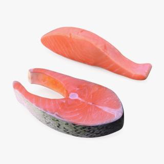 3D Raw Salmon Steaks Collection model