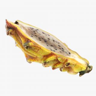 3D Yellow Dragon Fruit Cut Half model