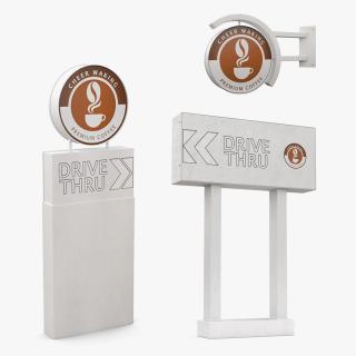 3D Coffee Shop Signs Collection model