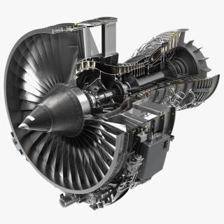 3D Aircraft Turbofan Engine CFM International CFM56 Sectioned model