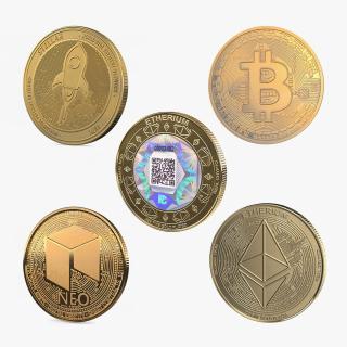 3D Cryptocurrency Coins Gold Collection 2 model