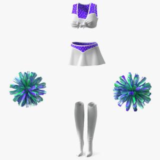 3D Purple Cheerleader Outfit with Pom Pom model