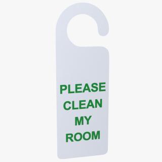 3D Door Hanger Tag Clean My Room White Green