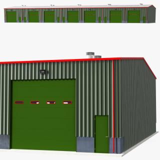 3D model Industrial Warehouse Building Green