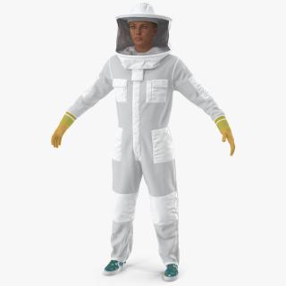 3D model Woman Beekeeper in Suit T Pose