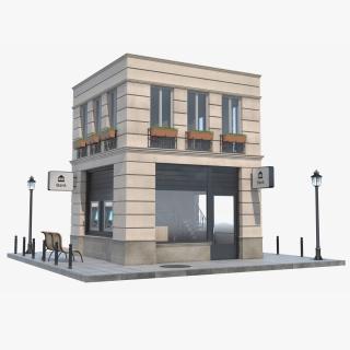 3D Bank Branch Office Building Fur